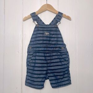 OSHKOSH EUC 100% Cotton Classic Striped Blue Jean Shortalls Short Overalls